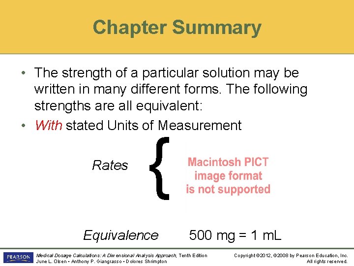 Chapter Summary • The strength of a particular solution may be written in many
