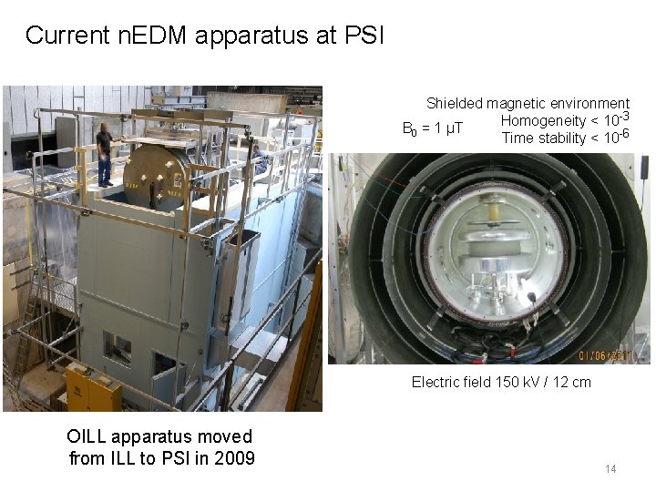 Current n. EDM apparatus at PSI Shielded magnetic environment Homogeneity < 10 -3 B Current n. EDM apparatus at PSI Shielded magnetic environment Homogeneity < 10 -3 B