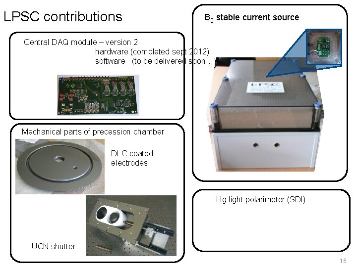 LPSC contributions B 0 stable current source Central DAQ module – version 2 hardware LPSC contributions B 0 stable current source Central DAQ module – version 2 hardware