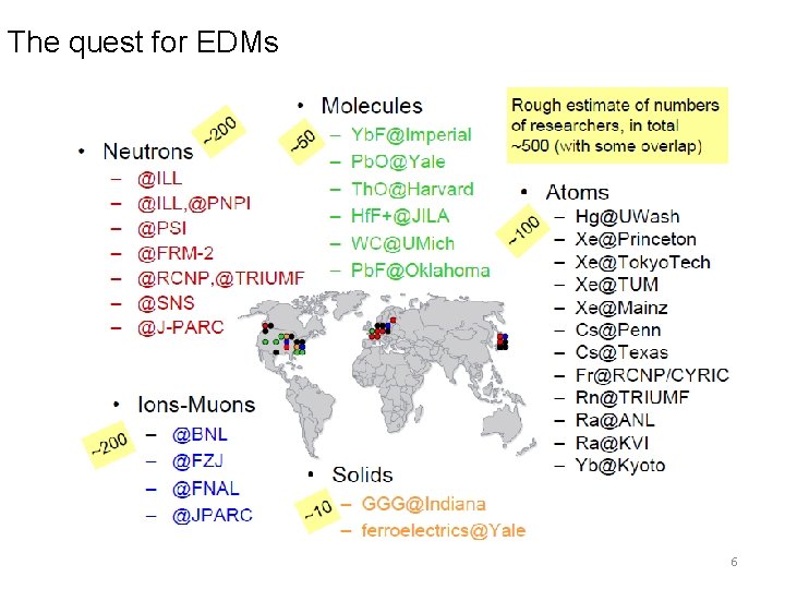 The quest for EDMs 6 The quest for EDMs 6
