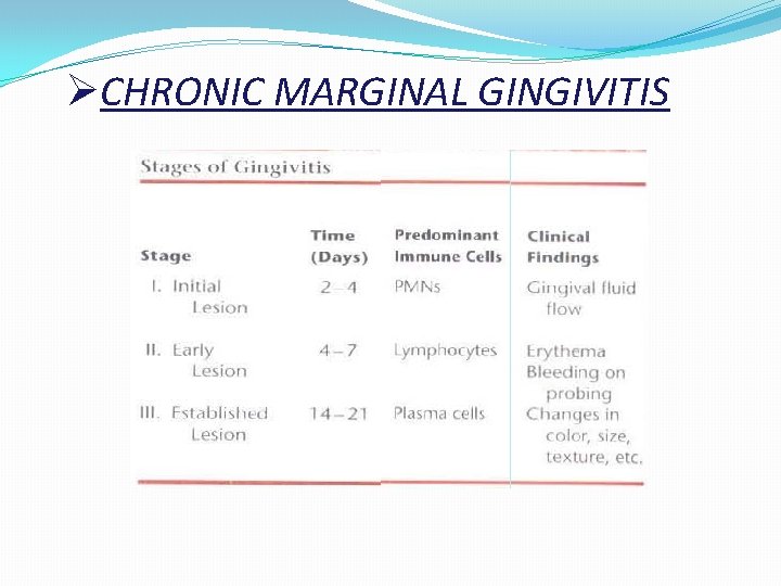 ØCHRONIC MARGINAL GINGIVITIS 