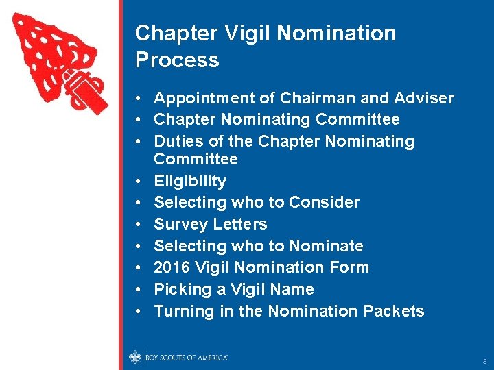 Chapter Vigil Nomination Process • Appointment of Chairman and Adviser • Chapter Nominating Committee