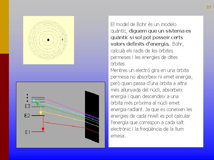 27 El model de Bohr és un modelo quàntic, diguem que un sistema es