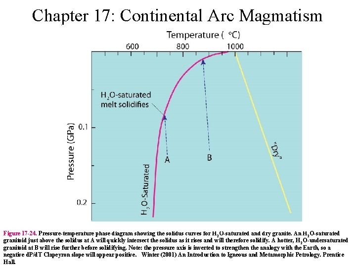 Chapter 17: Continental Arc Magmatism Figure 17 -24. Pressure-temperature phase diagram showing the solidus