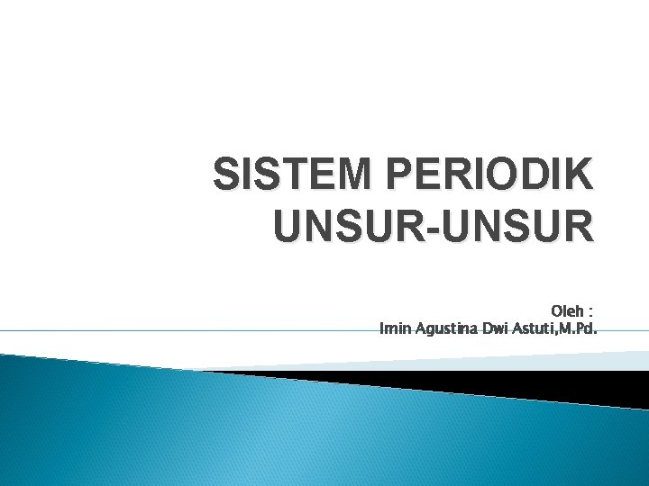 SISTEM PERIODIK UNSUR-UNSUR Oleh : Irnin Agustina Dwi Astuti, M. Pd. SISTEM PERIODIK UNSUR-UNSUR Oleh : Irnin Agustina Dwi Astuti, M. Pd.