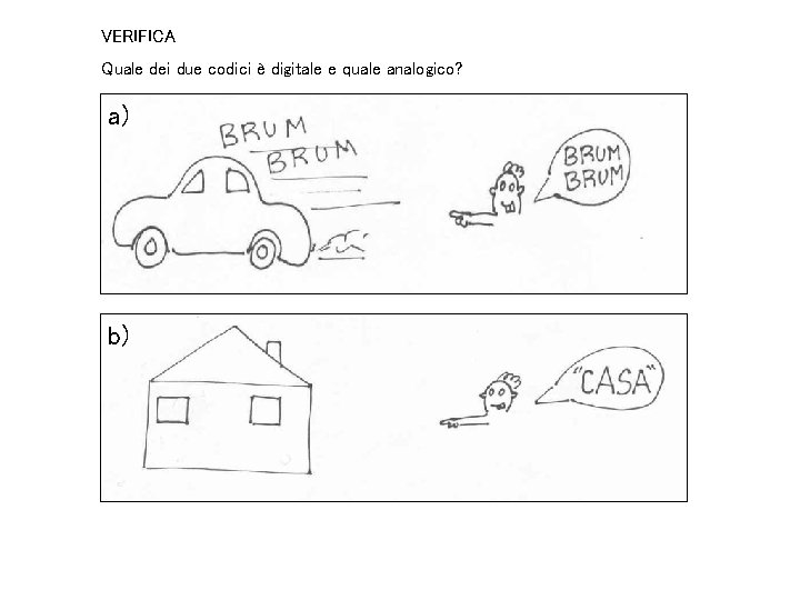 VERIFICA Quale dei due codici è digitale e quale analogico? a) b) 