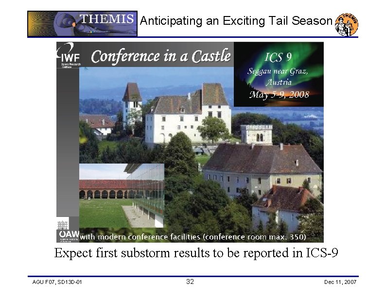 Anticipating an Exciting Tail Season Expect first substorm results to be reported in ICS-9