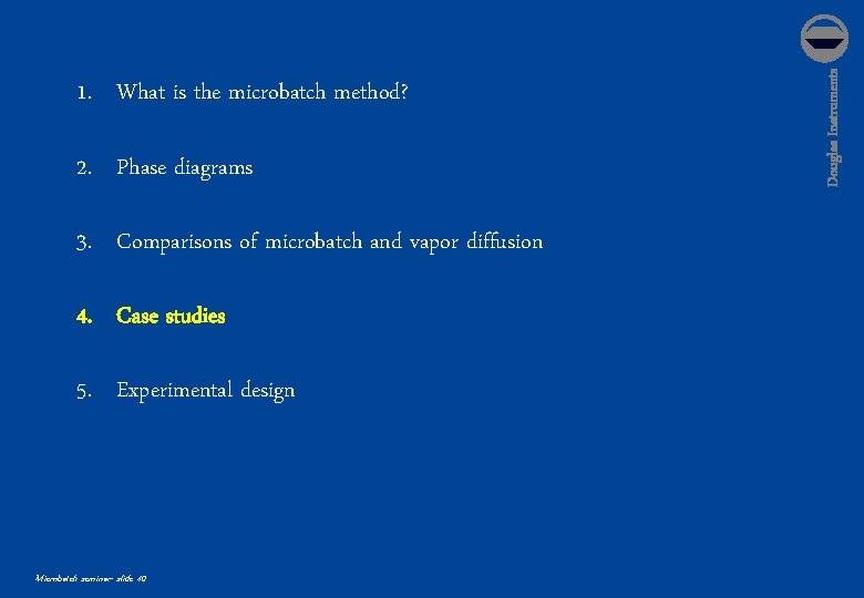 2. Phase diagrams 3. Comparisons of microbatch and vapor diffusion 4. Case studies 5.