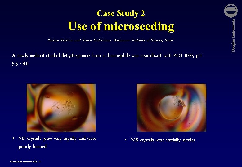 Use of microseeding Yaakov Korkhin and Artem Evdokimov, Weizmann Institute of Science, Israel A