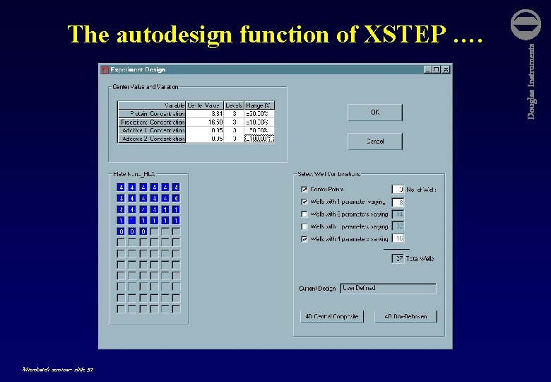 Microbatch seminar- slide 52 Douglas Instruments The autodesign function of XSTEP …. 