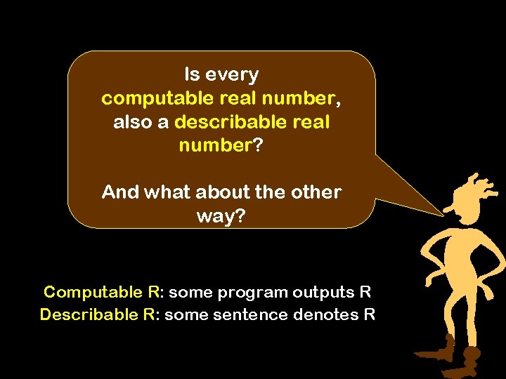 Is every computable real number, also a describable real number? And what about the