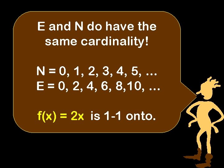 E and N do have the same cardinality! N = 0, 1, 2, 3,