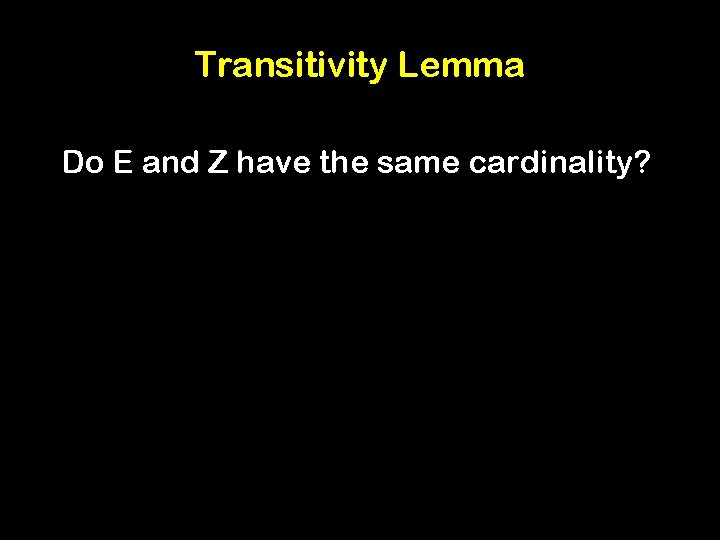 Transitivity Lemma Do E and Z have the same cardinality? 