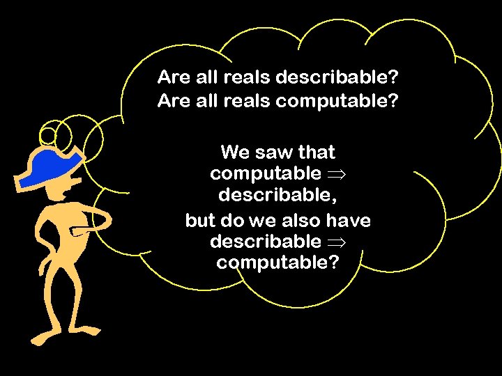 Are all reals describable? Are all reals computable? We saw that computable describable, but