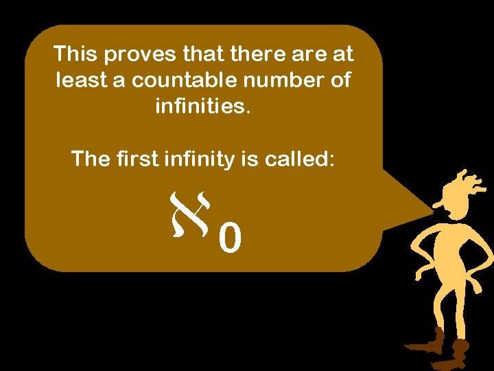 This proves that there at least a countable number of infinities. The first infinity