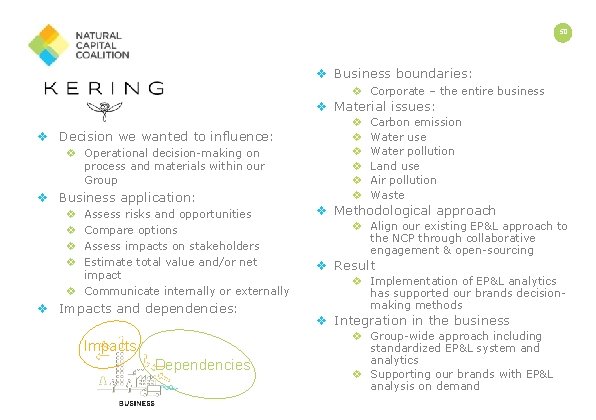 50 v Business boundaries: v Corporate – the entire business v Material issues: v