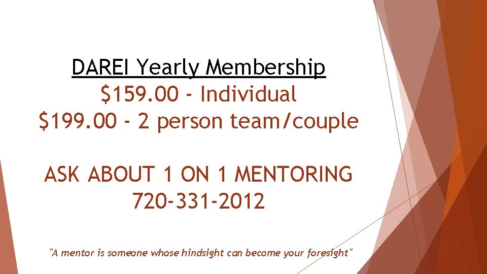 DAREI Yearly Membership $159. 00 - Individual $199. 00 - 2 person team/couple ASK
