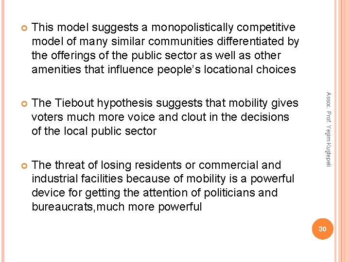 This model suggests a monopolistically competitive model of many similar communities differentiated by the