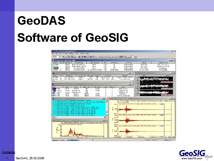 Geo. DAS Software of Geo. SIG Contents 1 Geo. DAS, 25. 03. 2009 www.