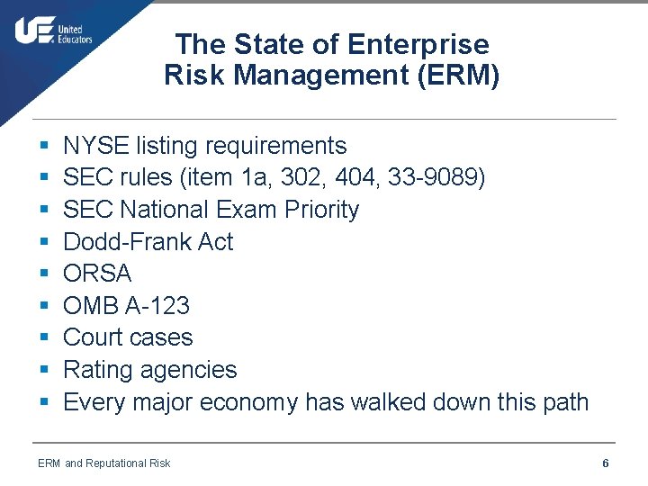 The State of Enterprise Risk Management (ERM) § § § § § NYSE listing