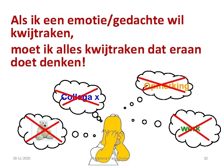 Als ik een emotie/gedachte wil kwijtraken, moet ik alles kwijtraken dat eraan doet denken!