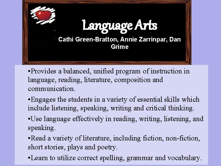 Language Arts Cathi Green-Bratton, Annie Zarrinpar, Dan Grime • Provides a balanced, unified program
