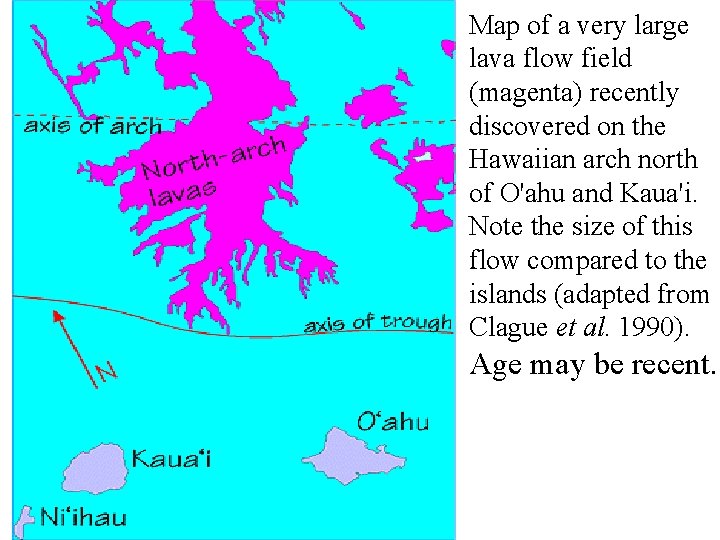 Map of a very large lava flow field (magenta) recently discovered on the Hawaiian