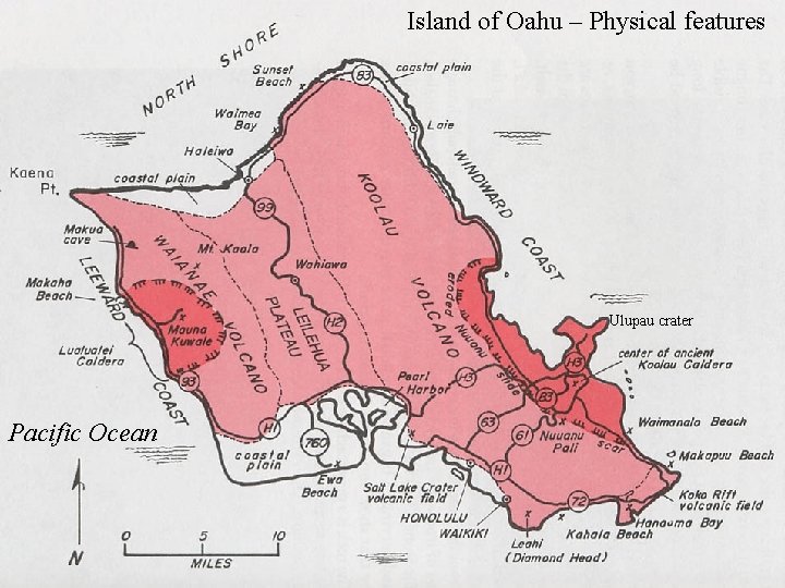 Island of Oahu – Physical features Ulupau crater Pacific Ocean 