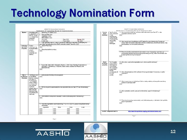 Technology Nomination Form 12 