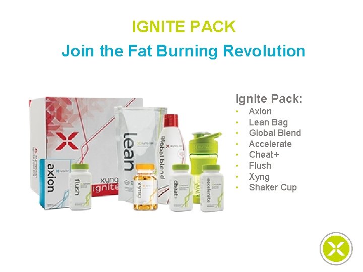 IGNITE PACK Join the Fat Burning Revolution Ignite Pack: • • Axion Lean Bag