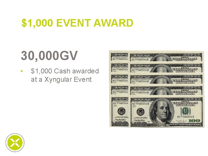 $1, 000 EVENT AWARD 30, 000 GV • $1, 000 Cash awarded at a