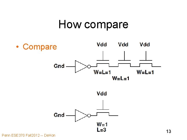 How compare • Compare Penn ESE 370 Fall 2012 -- De. Hon 13 How compare • Compare Penn ESE 370 Fall 2012 -- De. Hon 13