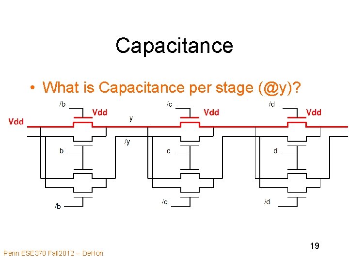 Capacitance • What is Capacitance per stage (@y)? Penn ESE 370 Fall 2012 -- Capacitance • What is Capacitance per stage (@y)? Penn ESE 370 Fall 2012 --