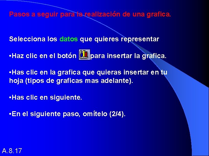 Pasos a seguir para la realización de una grafica. Selecciona los datos que quieres