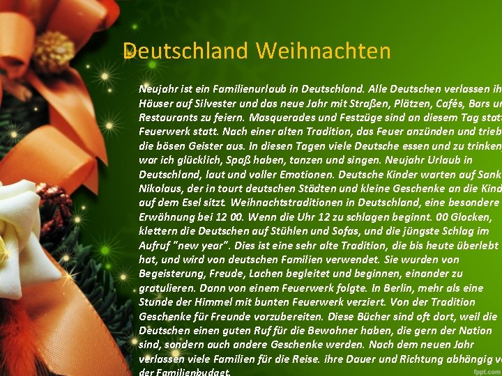 Deutschland Weihnachten Neujahr ist ein Familienurlaub in Deutschland. Alle Deutschen verlassen ihr Häuser auf