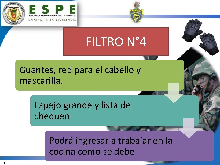 FILTRO N° 4 Guantes, red para el cabello y mascarilla. Espejo grande y lista