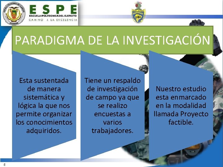 PARADIGMA DE LA INVESTIGACIÓN Esta sustentada de manera sistemática y lógica la que nos