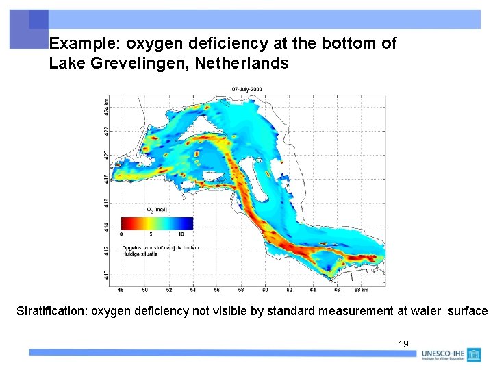 Example: oxygen deficiency at the bottom of Lake Grevelingen, Netherlands Stratification: oxygen deficiency not