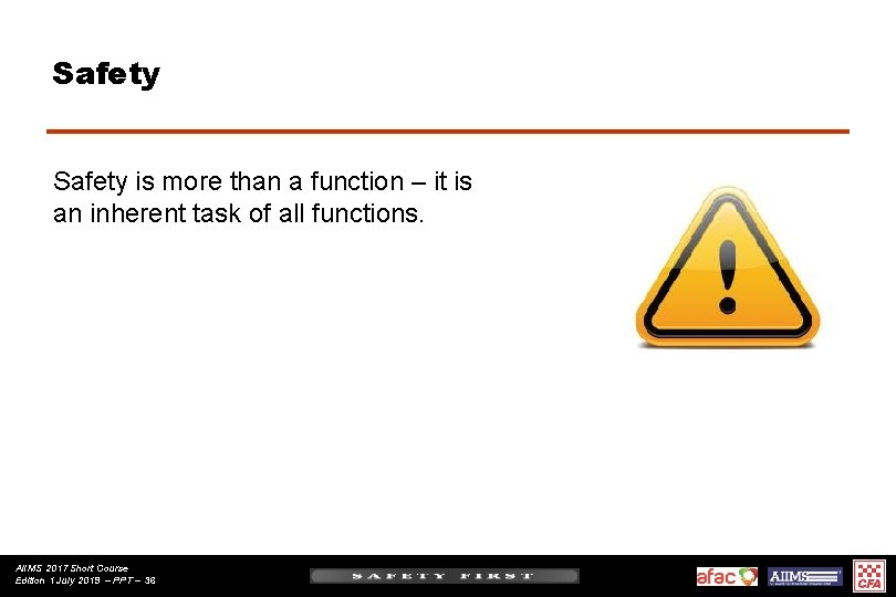 Safety is more than a function – it is an inherent task of all