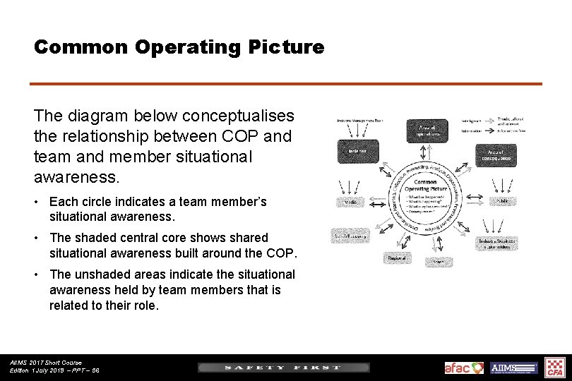 Common Operating Picture The diagram below conceptualises the relationship between COP and team and