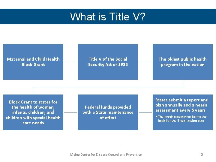 What is Title V? Maternal and Child Health Block Grant to states for the