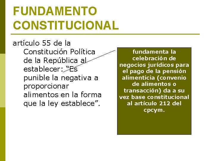 FUNDAMENTO CONSTITUCIONAL artículo 55 de la Constitución Política de la República al establecer: “Es