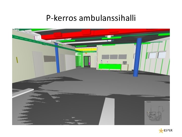 P-kerros ambulanssihalli 