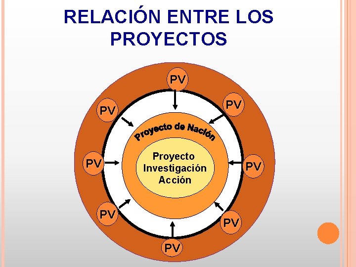 RELACIÓN ENTRE LOS PROYECTOS PV PV Proyecto Investigación Acción PV PV 