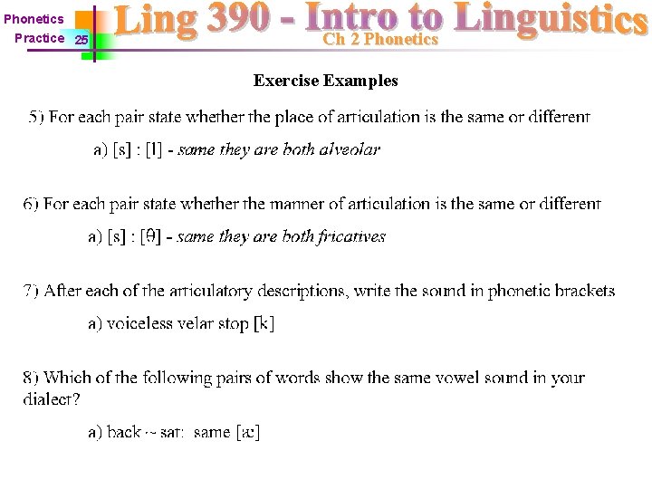 Phonetics Practice 25 Ch 2 Phonetics Exercise Examples 
