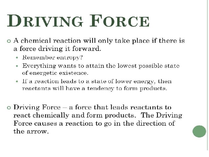 Driving force : 