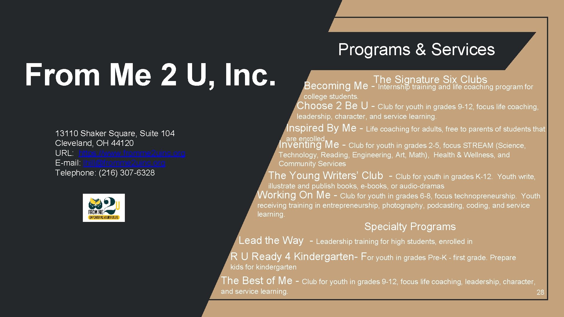 Programs & Services From Me 2 U, Inc. The Signature Six Clubs Becoming Me