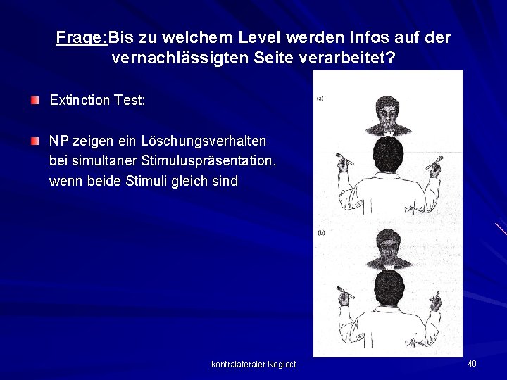 Frage: Bis zu welchem Level werden Infos auf der vernachlässigten Seite verarbeitet? Extinction Test: