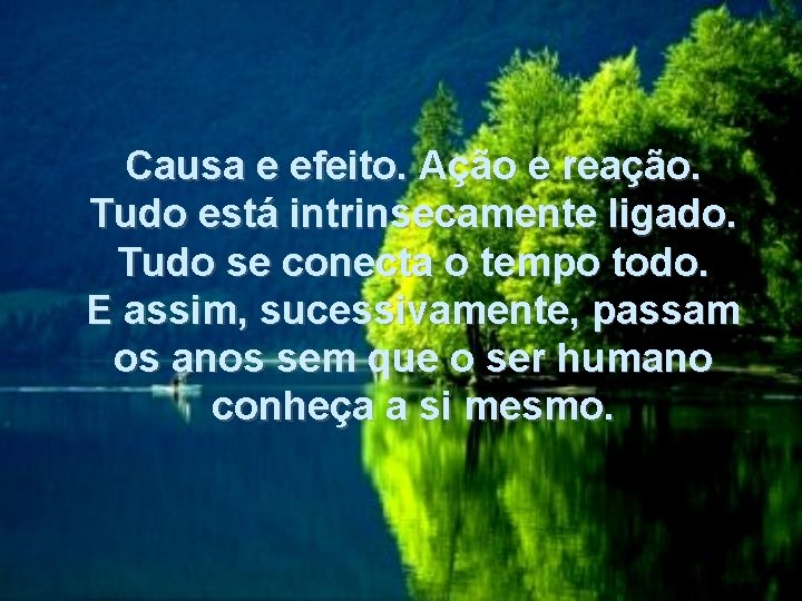 Causa e efeito. Ação e reação. Tudo está intrinsecamente ligado. Tudo se conecta o