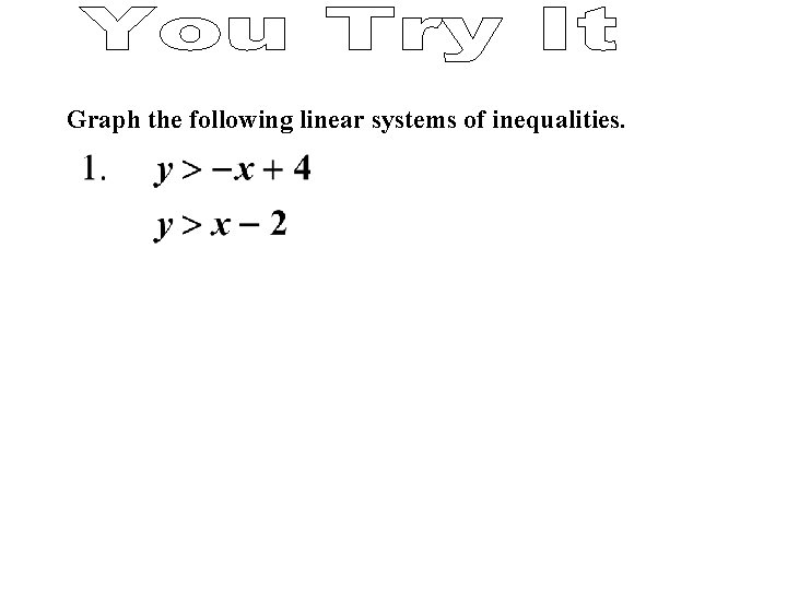 Graph the following linear systems of inequalities. 